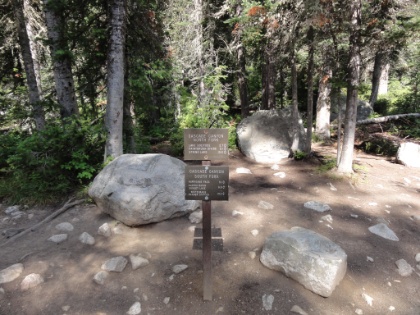 Made it to the junction with the Cascade Canyon Trail. The 3-day version of the TCT would head down Cascade Canyon and back to Jenny Lake. The 4-day version continues up the North fork of the canyon, over Paintbrush Divide, and then down Paintbrush Canyon to Jenny Lake.